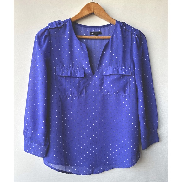GAP | Periwinkle blue and white polka dot blouse - Picture 1 of 9